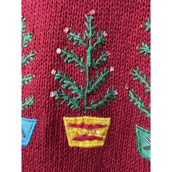 Vintage Red Ugly Christmas Cardigan Sweater Large - Picture 7 of 16